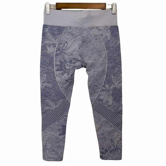 Fabletics Women's Jacquard Purple Floral Seamless Cropped Leggings Size Small - Picture 7 of 7